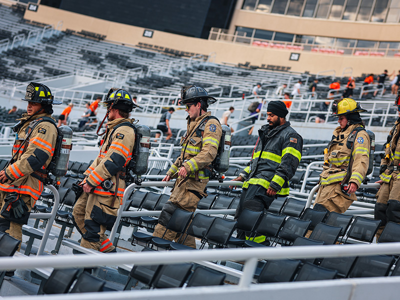 Members of multiple fire departments took part in the eighth annual 9/11 memorial stair climb.