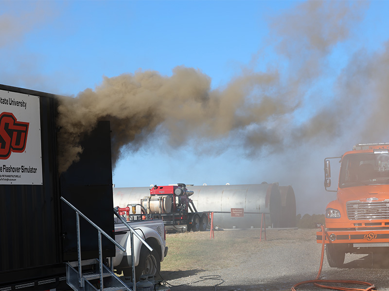 Smoke is coming out of the fire simulator
