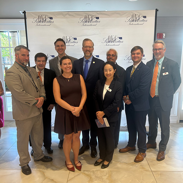 Members of Oklahoma State University’s Center for International Trade and Development and community partners gather at a Sister Cities International event celebrating achievements in international collaboration and outreach.