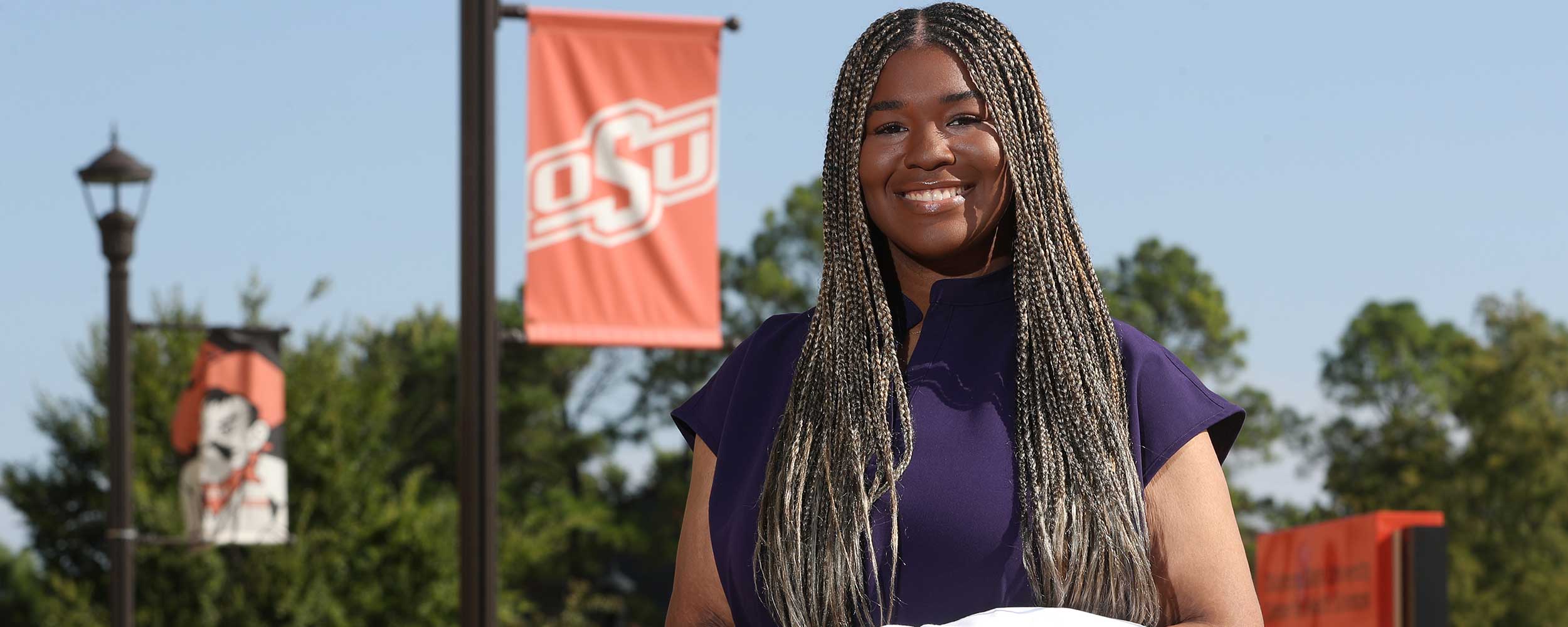Medical student Amara Dike, who was a part of the Robert A. Winn Clinical Investigator Pathway Program, at the OSU Center for Health Sciences campus.