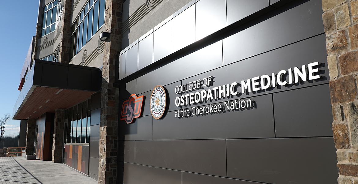 The exterior of OSU College of Osteopathic Medicine at the Cherokee Nation in Tahlequah.