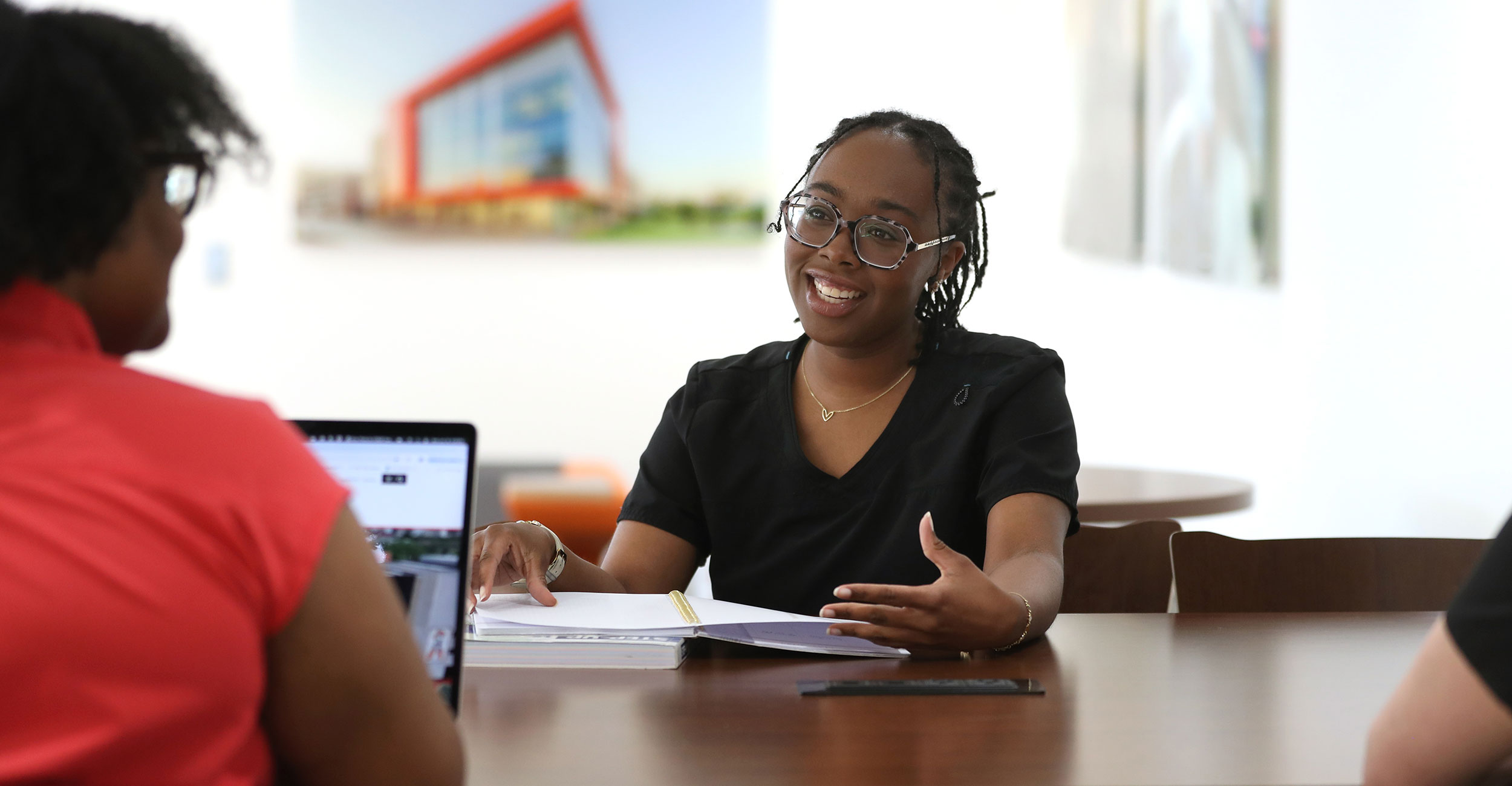 Medical students, including Megan Campbell, at the OSU Center for Health Sciences campus.