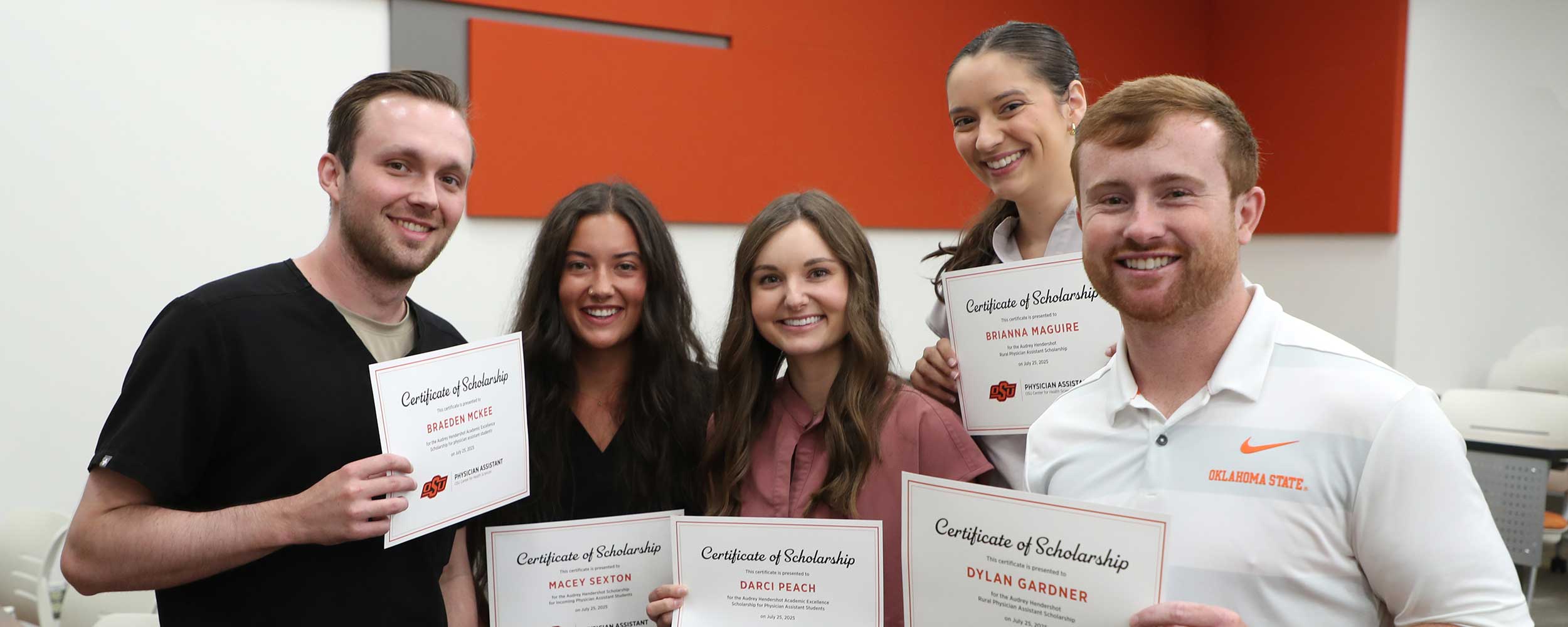 Physician Assistant students accept scholarships at the OSU Center for Health Sciences.