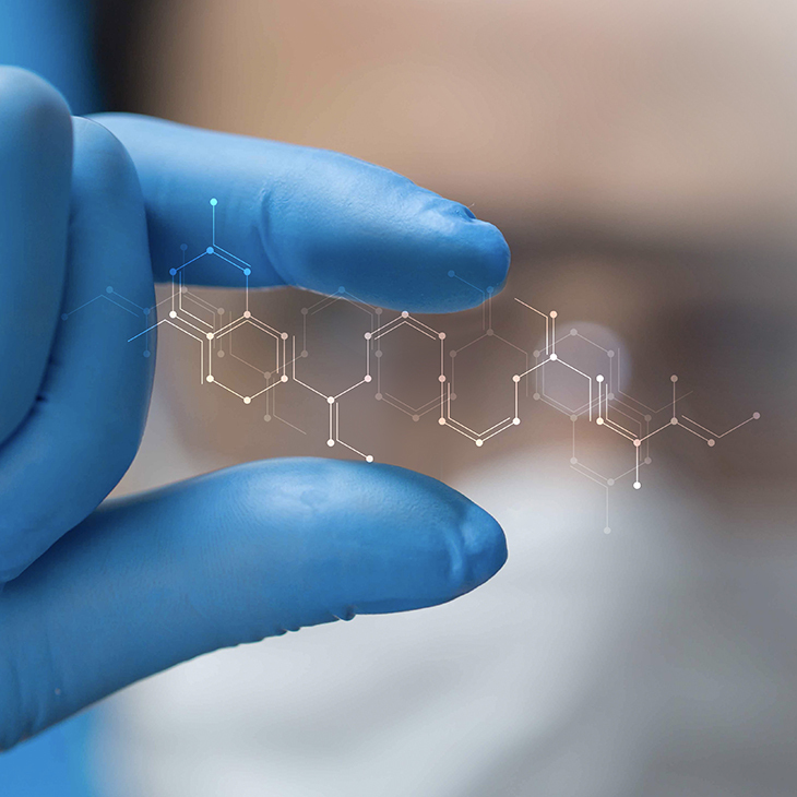 Researcher looking at molecular imagery