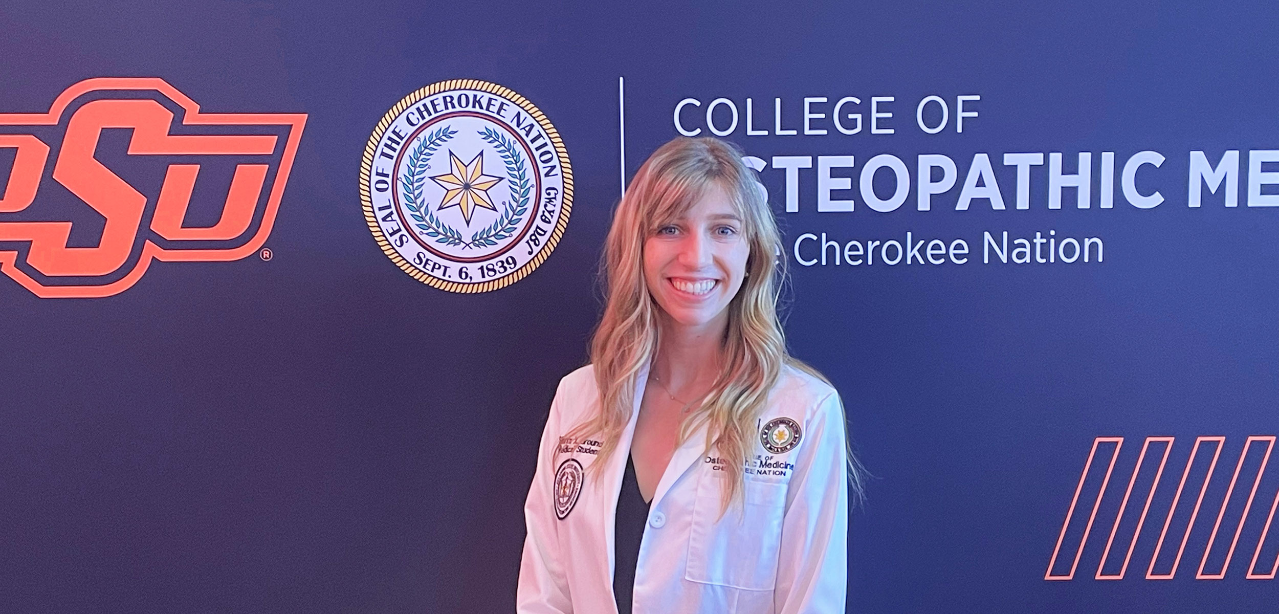 Sierra Posey-Grounds, a first-year medical student at OSU College of Osteopathic Medicine at the Cherokee Nation, is also a member of the Muscogee Nation.
