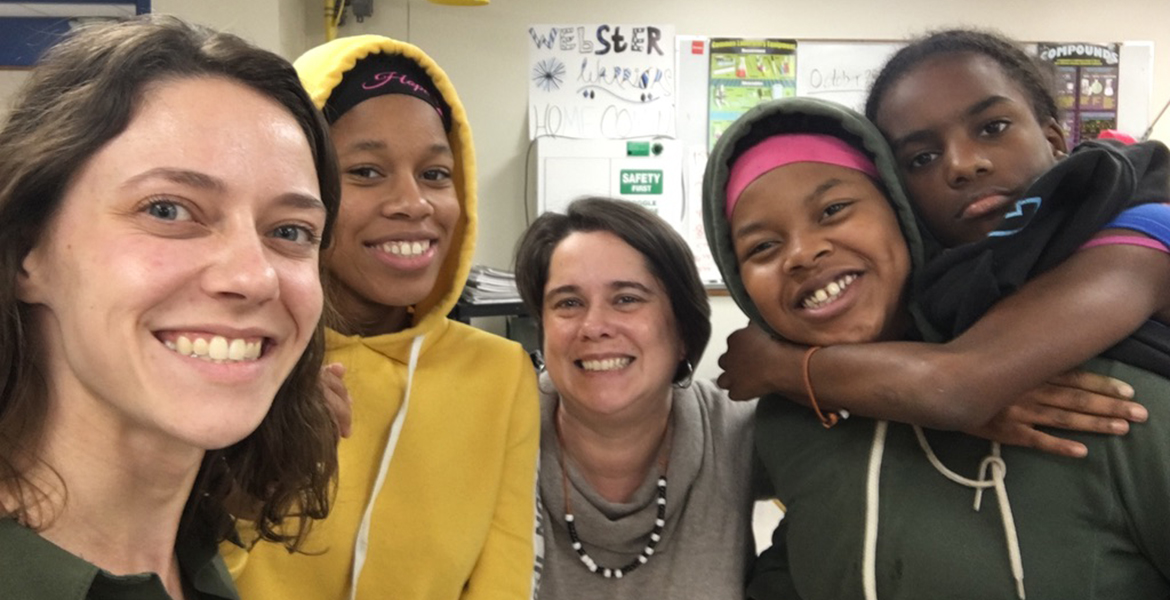 Toni Nigro and students who participated in the after school STEM program for girls she developed for a Schweitzer Fellowship.