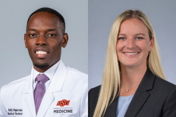Oklahoma State University College of Osteopathic Medicine students Eddy Bagaruka and Gabrielle Siemer.