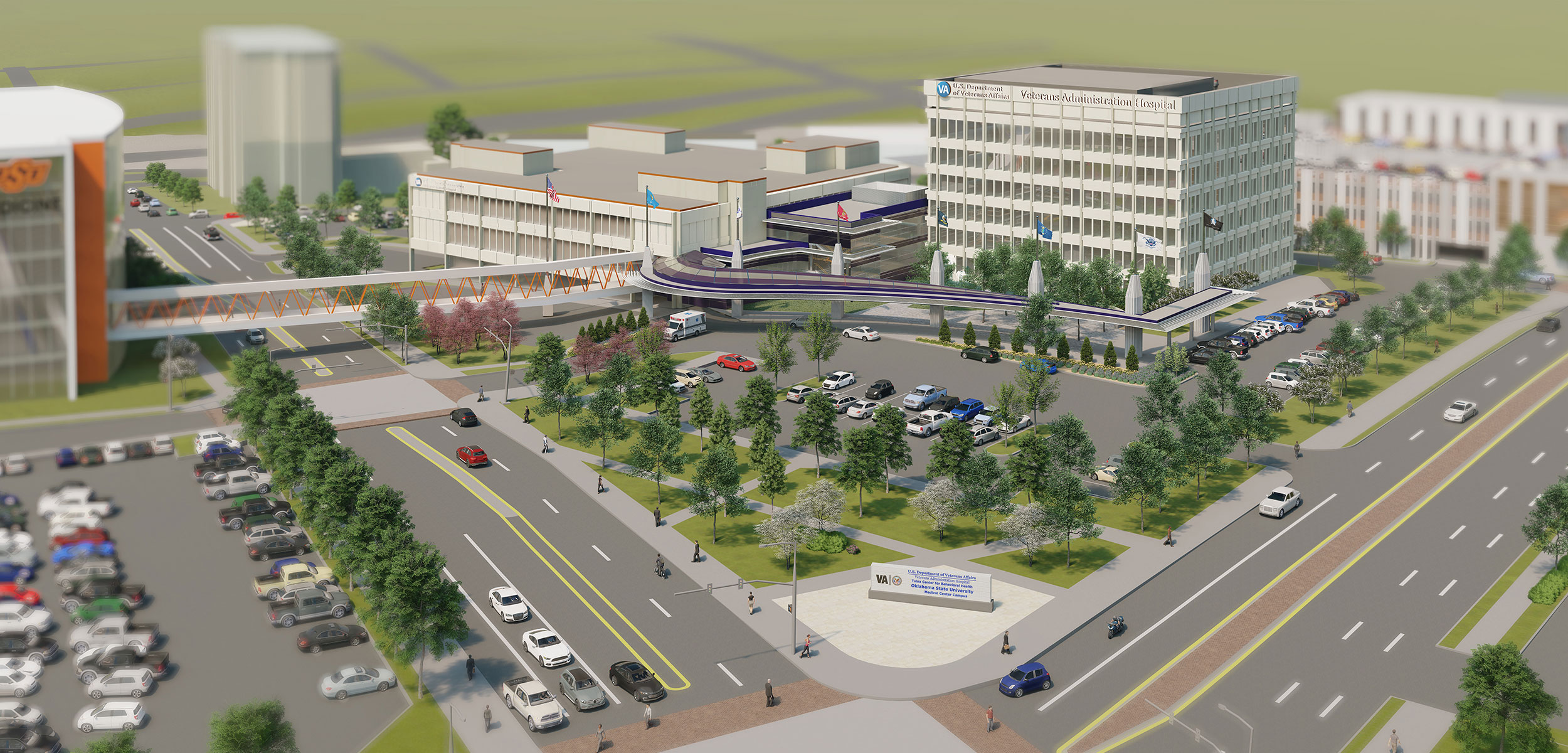 Rendering of the Veterans Hospital in Tulsa project on the expanded OSU Academic Medical District. 