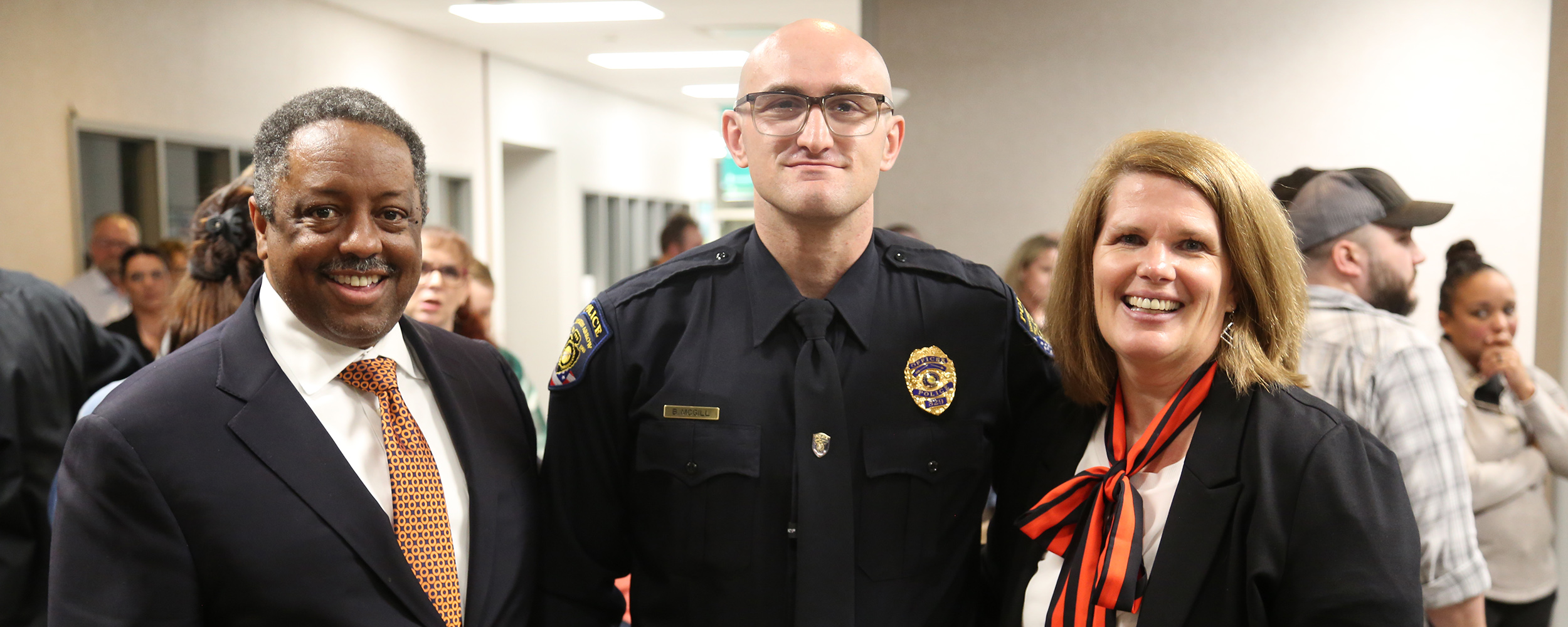 From left to right: Dean of the OSU College of Professional Studies and OSU-Tulsa interim vice provost Craig Freeman, McGill, and OSU-Tulsa director of undergraduate advising Beverly Morris.