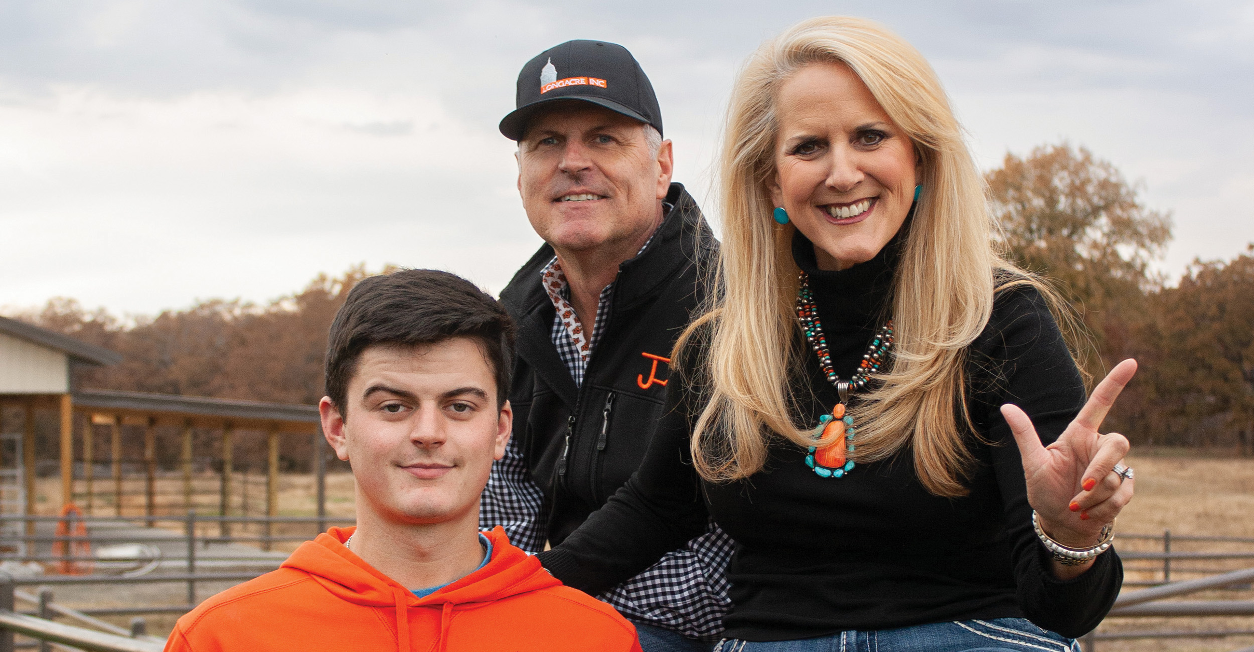 From left: Turner, John and Jami Longacre spend their free time at their family ranch in Kellyville, Oklahoma. (Photo by Savannah Hopkins)