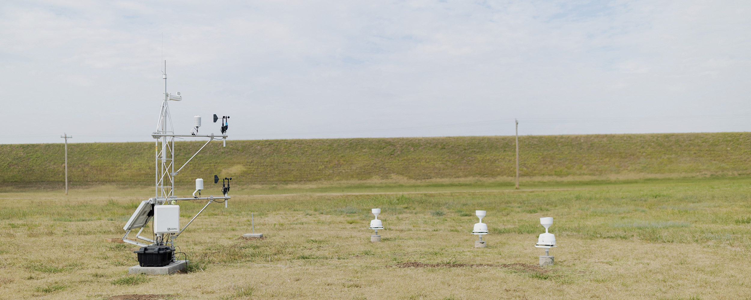 Sensors in a grassy green area.