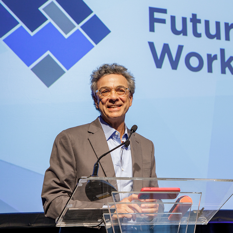 Author and podcast host Stephen Dubner speaks at the 2023 Future of Work Summit.