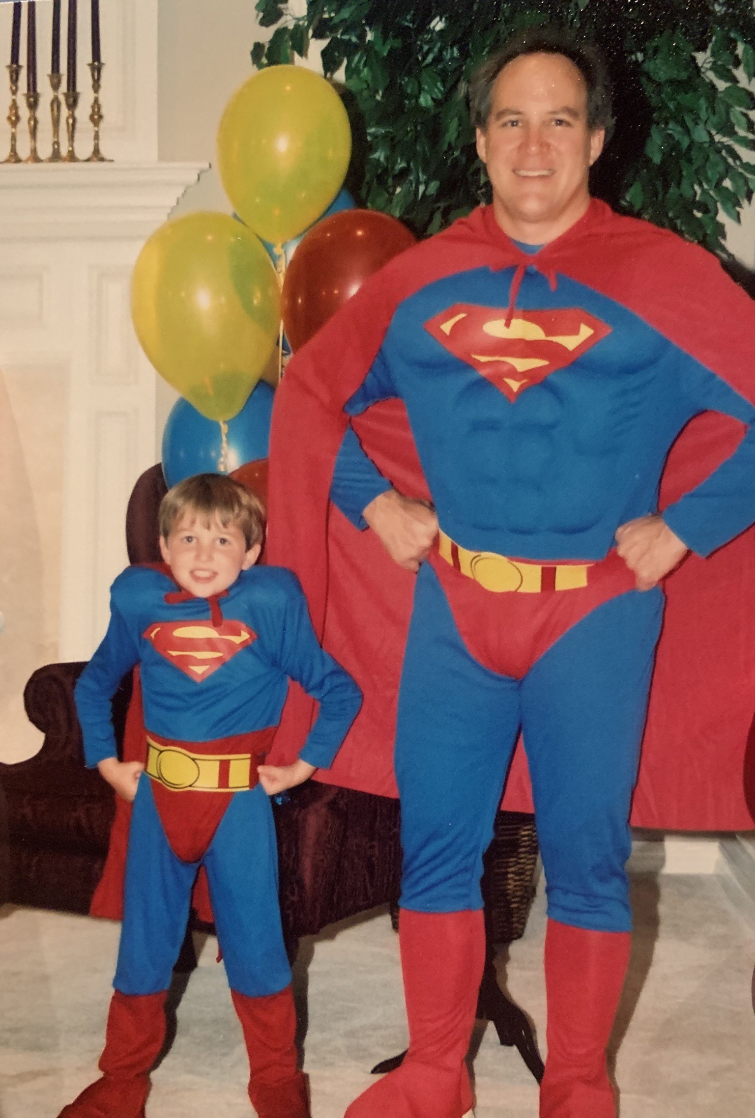 Jonathan Foster and his father, Paul dressed as Superman