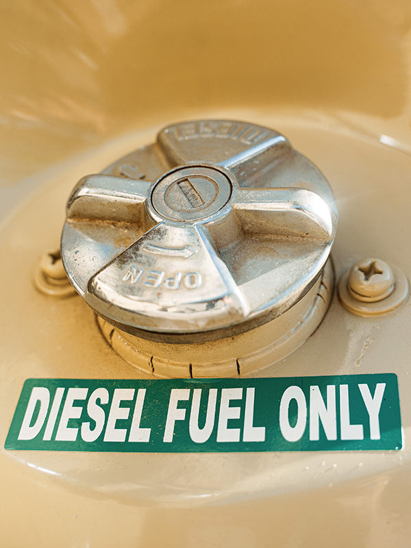 Gas cap for the HJ47 that says "Diesel."