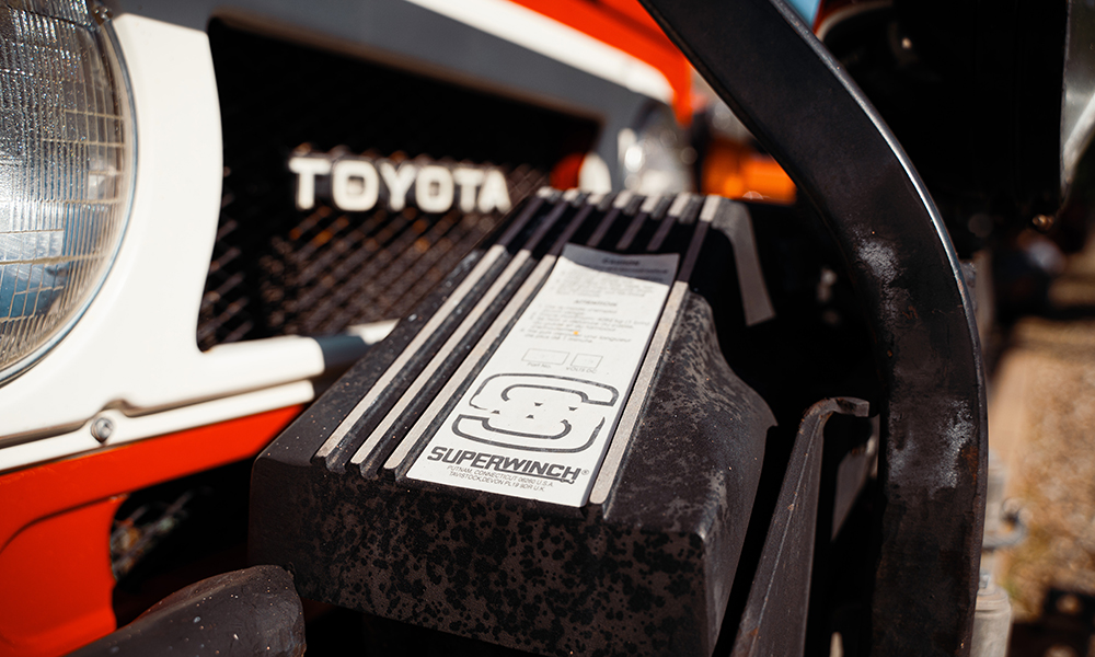 A Superwinch device on the front of the FJ40.