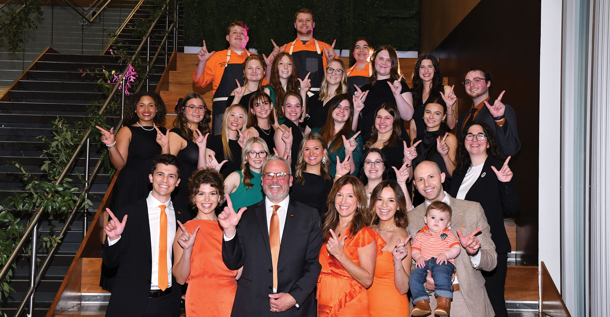The Gamba family posing with the Wine Forum student chairs.