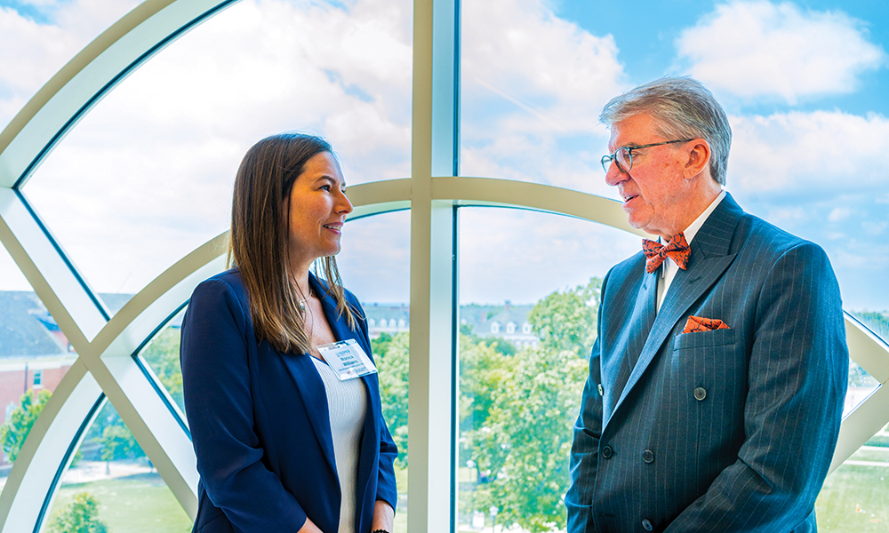 Monica Williams talks to OSU president Dr. Jim Hess.