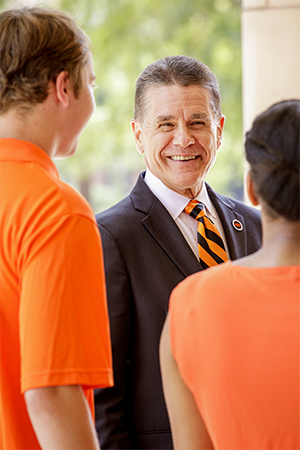 Dean Pedersen with students