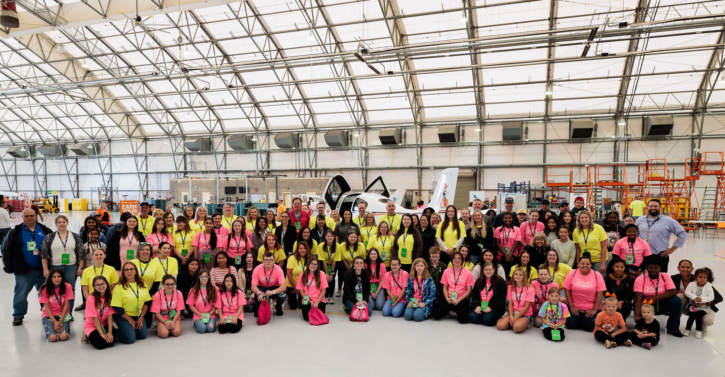 Sixth12th grade students explore aviation fields during Girls in