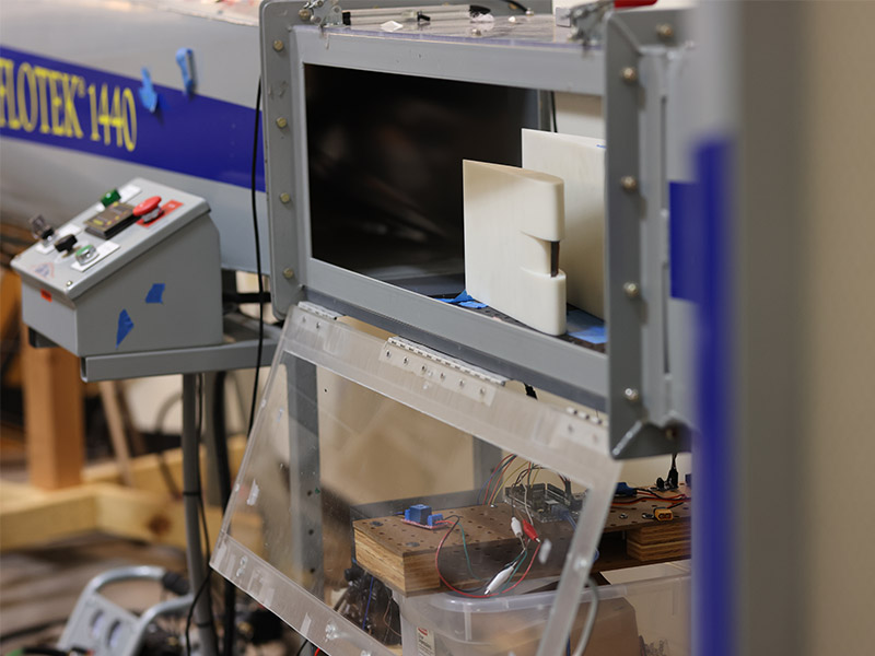 A sensor prototype in a wind tunnel