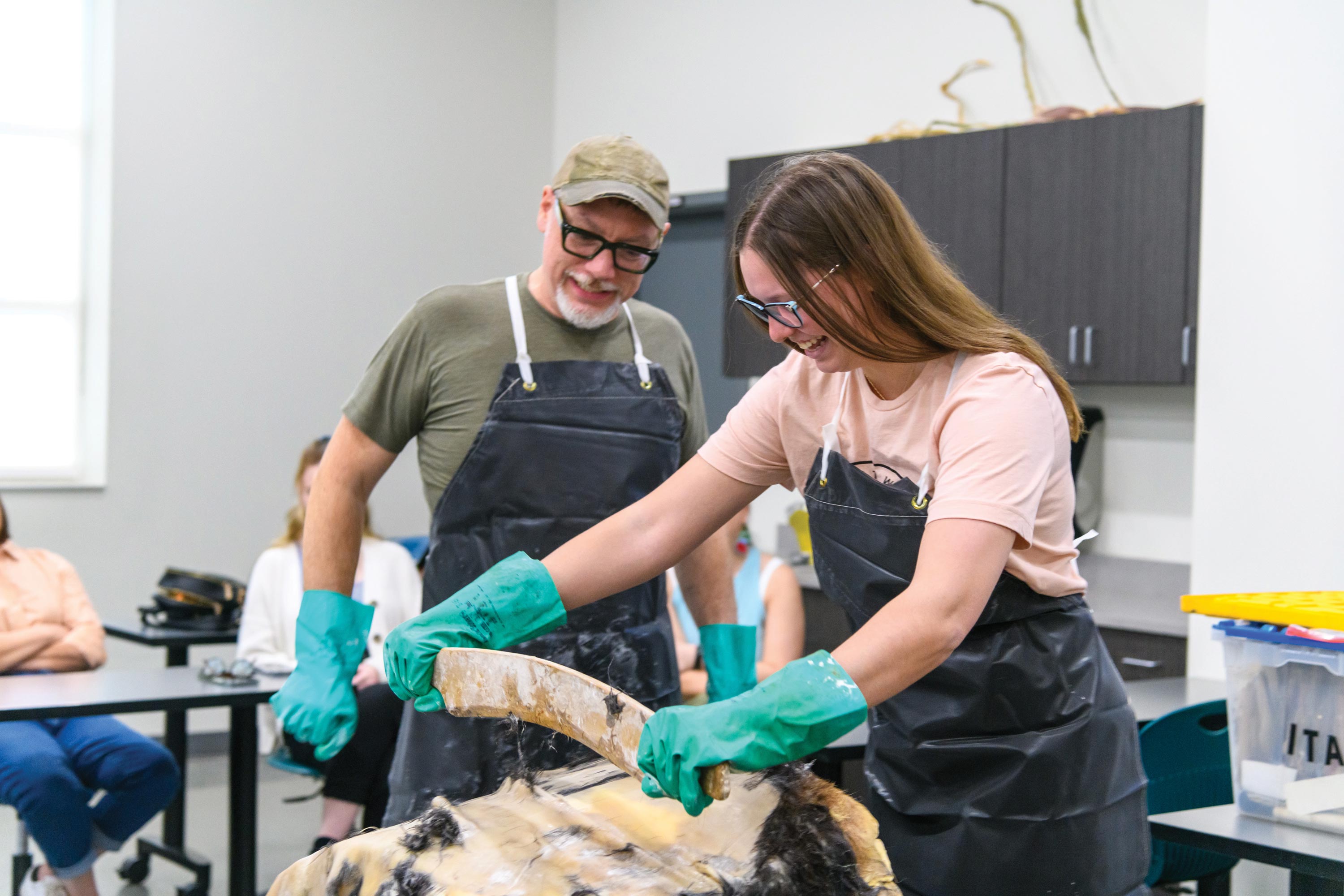 Most medieval manuscripts were made using parchment. OSU students learned about the parchment-making process from expert Jesse Meyer in a workshop this spring.