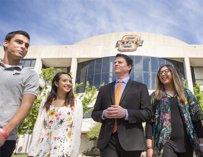 OSU-OKC President Brad Williams and students