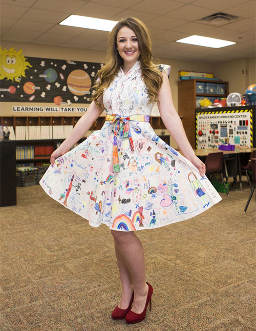 Curfman wearing the decorated dress