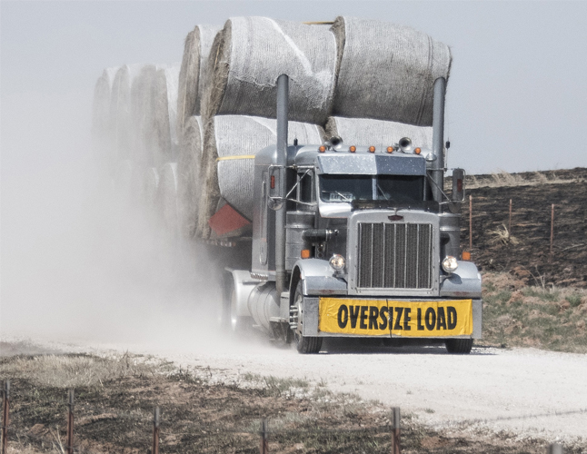 Truck carrying hay