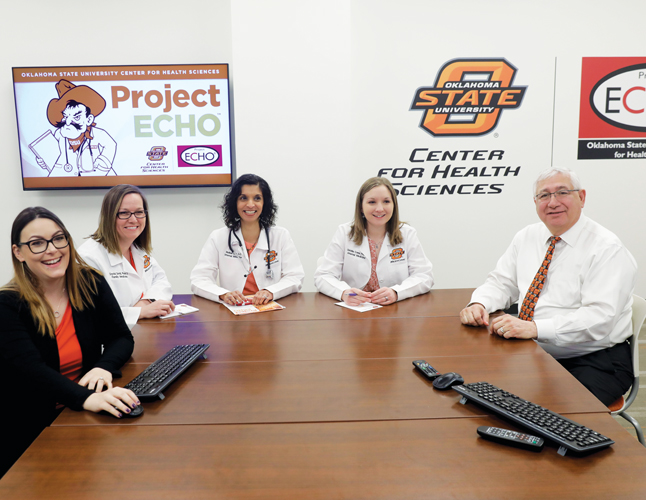 Team members for OSU-CHS Project ECHO meet weekly to share their expertise with rural clinicians.