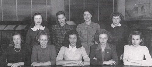 Ruth Spivey (lower left), with members of Sigma Delta in 1945.