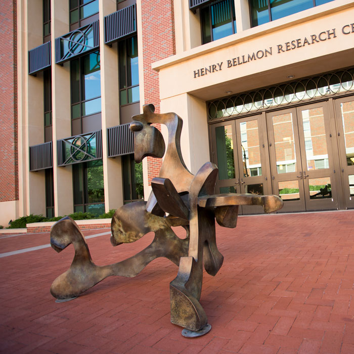 Bill's Comb statue in front of Henry Bellmon Research Center