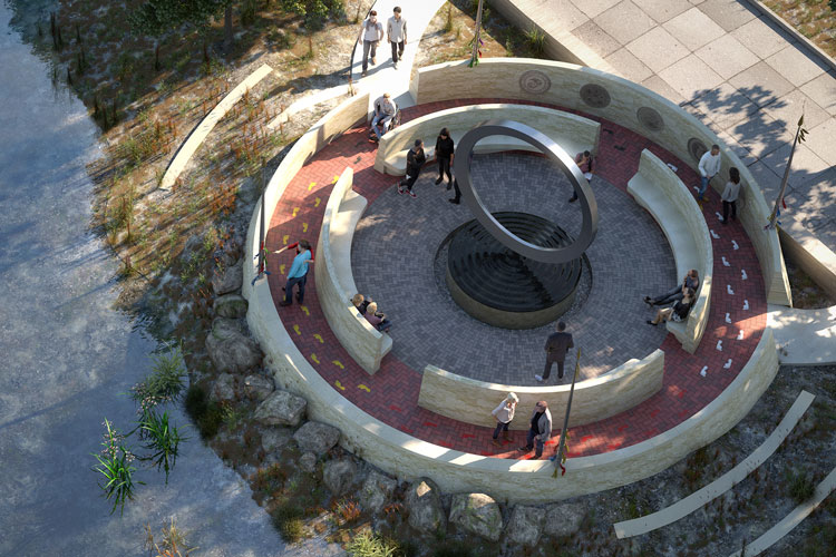 3D concept rendering of Harvey Pratt's memorial