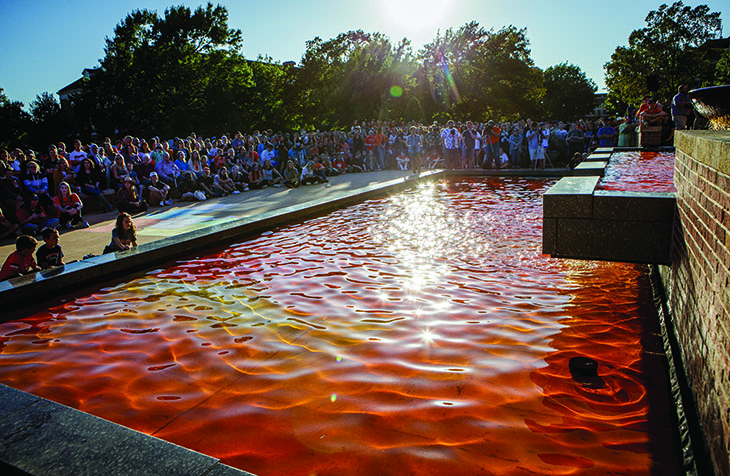 orange dyed fountain