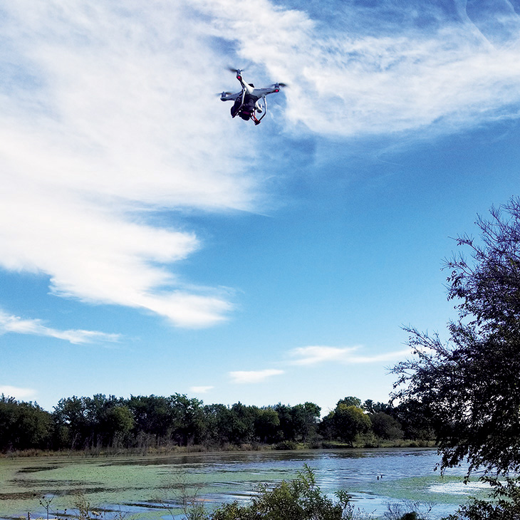 drone over water