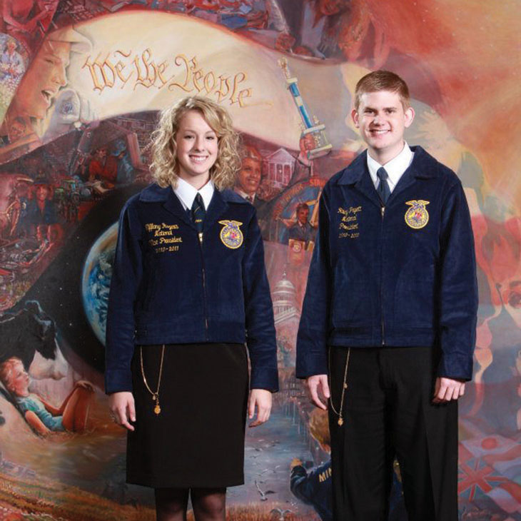 Riley Pagett with Tiffany Rogers, national FFA eastern region vice president, during his time as national FFA president in 2010.