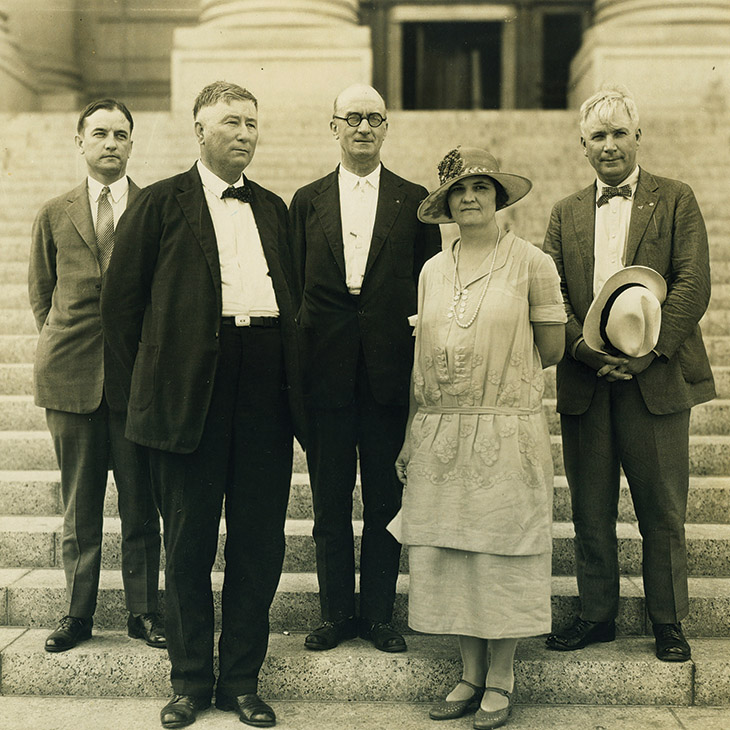 OAMC President Knapp (center) and members of the Oklahoma Board of Agriculture, including Ferne E. King, the only woman ever named to the board.