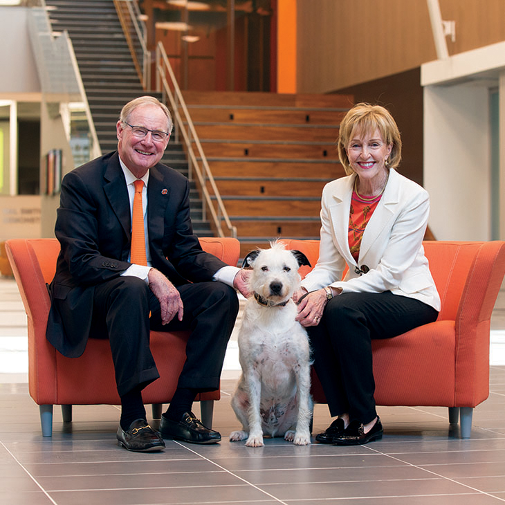 Burns and Ann Hargis with their dog Scruff.