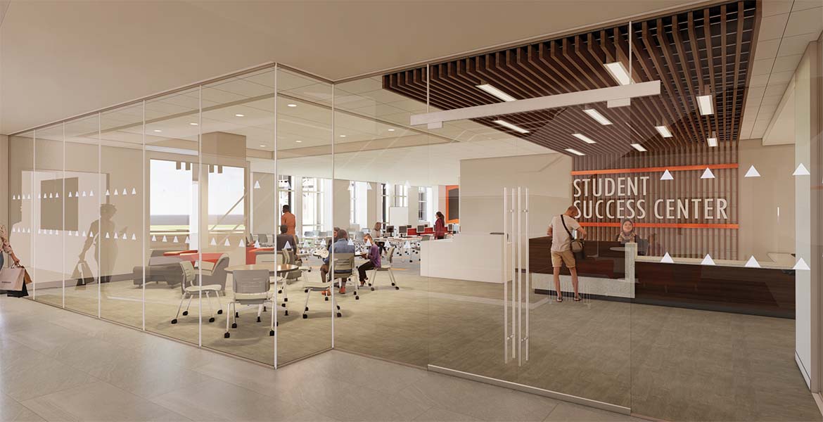 The Dr. Louann Waldner Study Room is one of many study spaces that will support the Student Success Center in the New Frontiers Agricultural Hall when it opens to students in 2024.