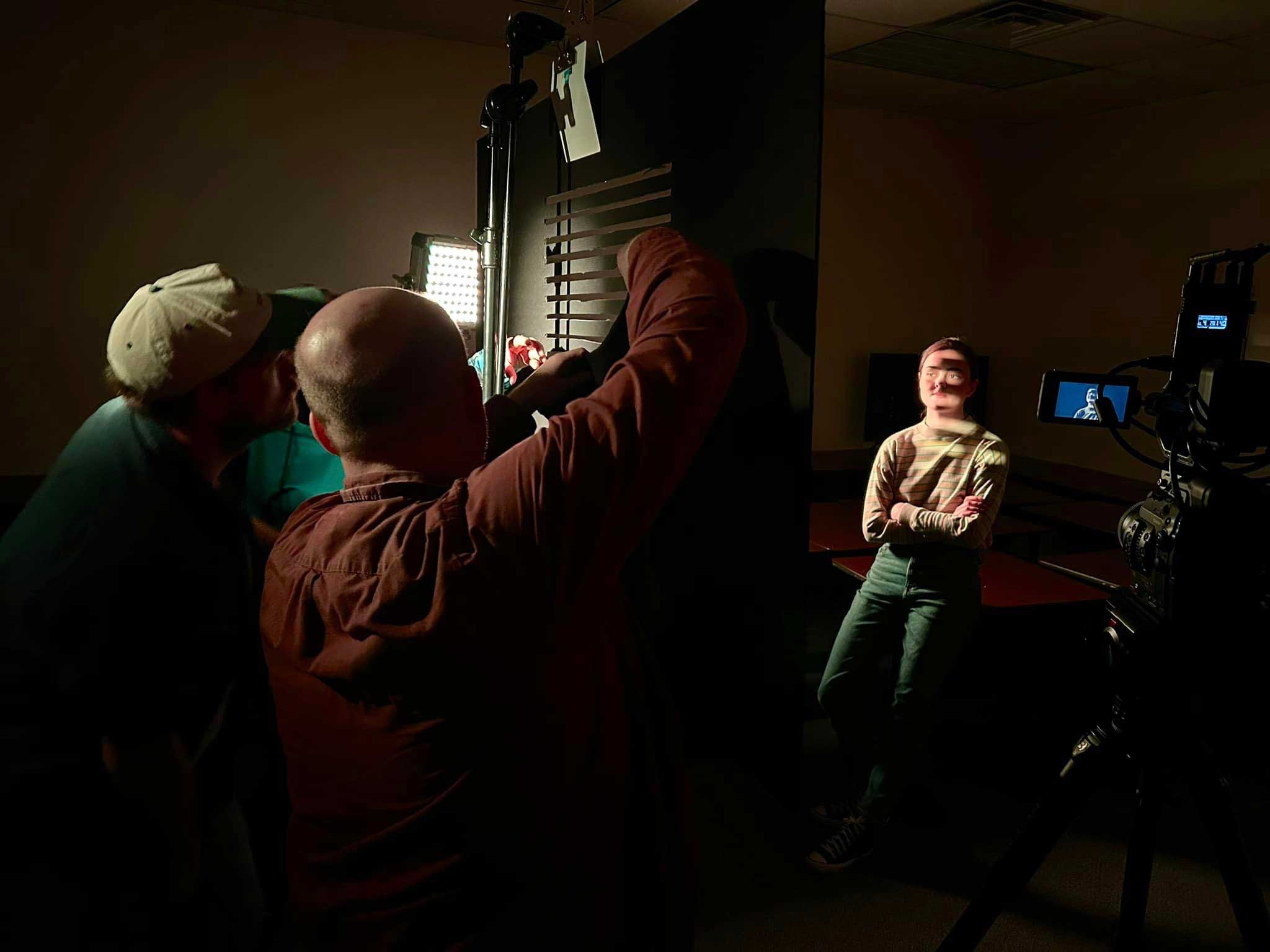 During “The Art of Cinematic Lighting” workshop, students experiment with techniques to create a moody film noir look.