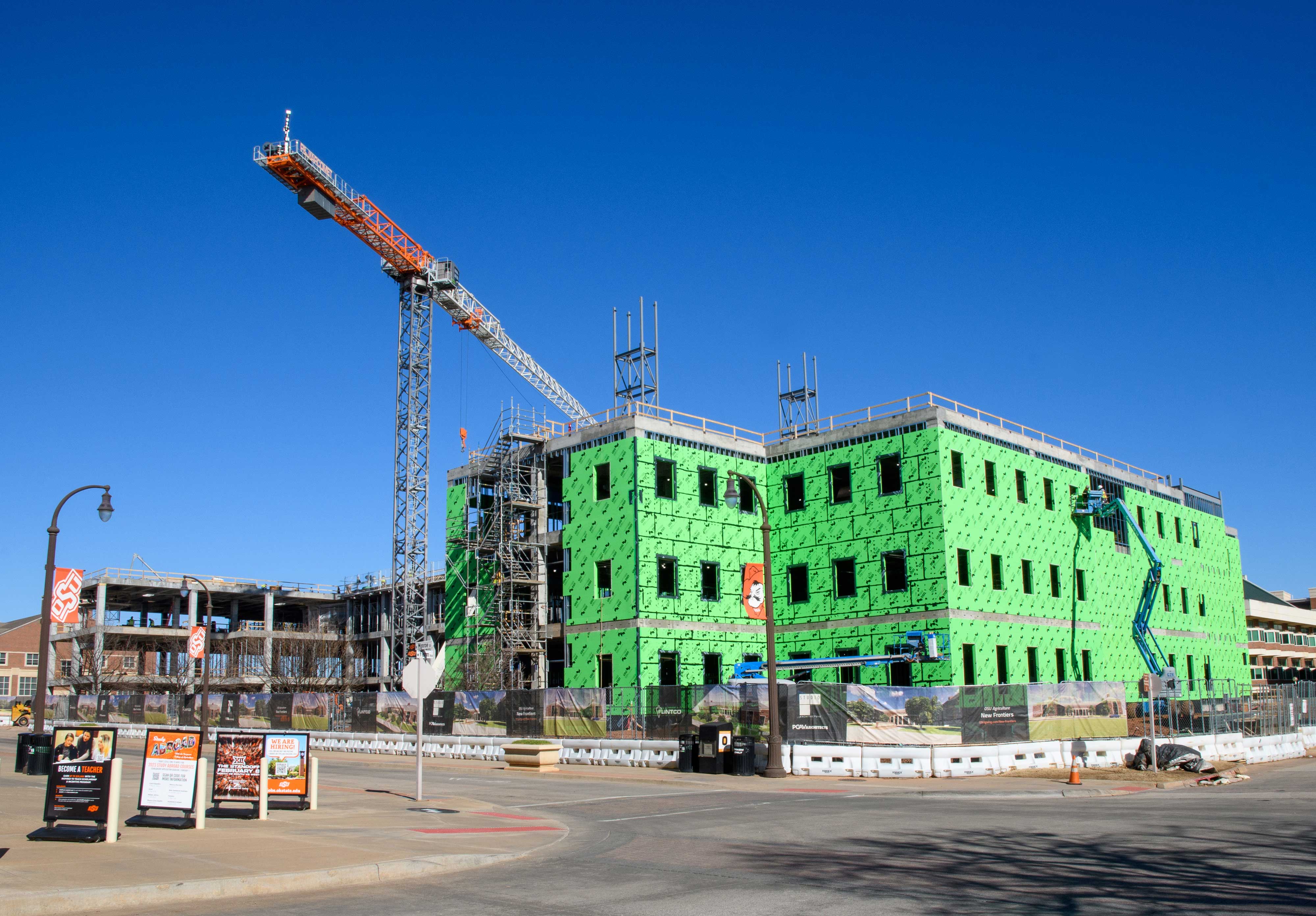 Construction of the New Frontiers Agricultural Hall is well underway, with the building still planned to open in fall 2024.