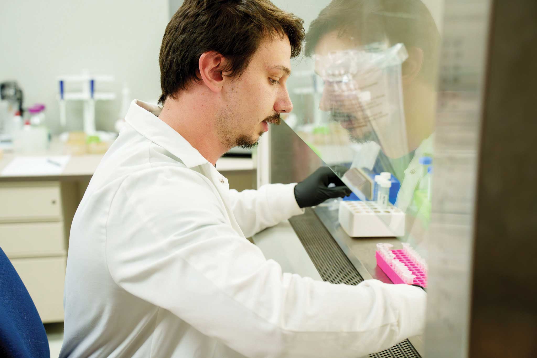 William Colton continues to work on his invention in his lab at Stillwater’s Meridian Technology Center.