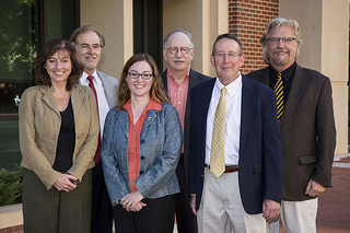 The 2013-14 Regent’s Distinguished Research Award winners from Oklahoma State University. From left to right are Dr. Dianne McFarlane, Dr. Z. Randall Stroope, Dr. Amanda Sheffield Morris, Dr. James K. Good, Dr. Loren Smith and Dr. Leon Spicer. (not pictured: Dr. J. Craig Wallace)