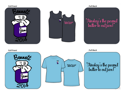 T-shirt designs for the Bennett Jam fundraiser.