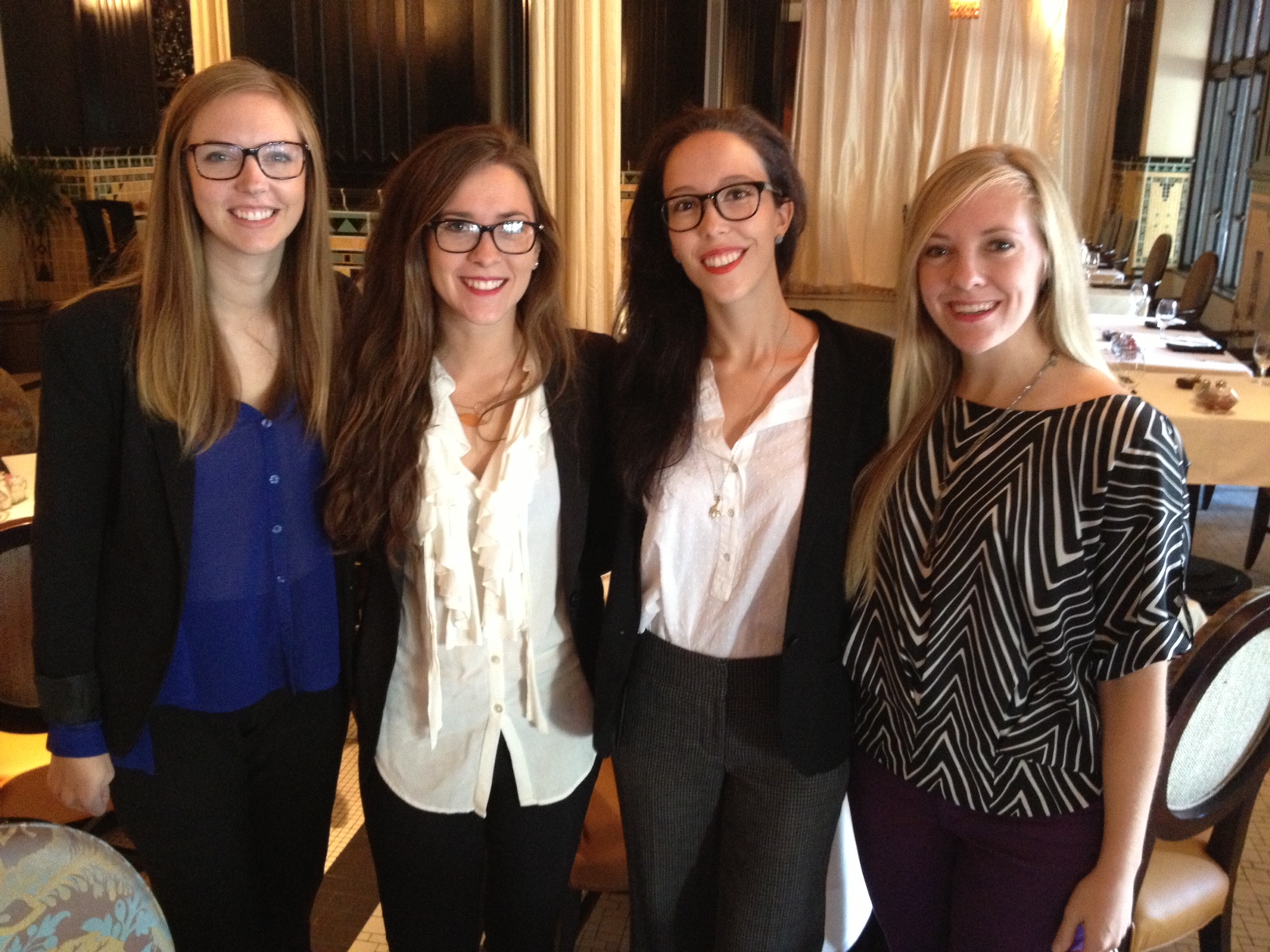 Fifth-year architecture students from left, Sara Williams, Sarah Turner, Taylor Dearinger, and Lauren Snow, received a $1,000 prize for their design for a new downtown elementary school in Oklahoma City.