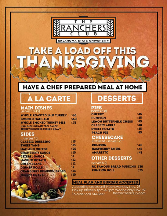 The Ranchers Club provides Thanksgiving Dinners Oklahoma State University