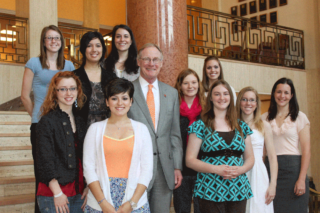 Ten Oklahoma State University students were recently awarded the Bailey Family Memorial Trust Scholarship. The scholarship will allow the students to study abroad during the upcoming academic year. Recipients include: Brittney Bierschenk, Alejandra Gonzalez, Carly Luebber, Kaylan Lee, Adele Wishon, Jerica Dry, Audrey Bridgers, Veronica Powers, Skylar Smith, and Katherine Miller. The trust was established in 1982 by J.B. Bailey, an OSU graduate and Tulsa attorney, and his brother, Richard E. Bailey, longtime OSU humanities professor and founder of the first study abroad program in OSU’s College of Arts and Sciences, in memory of their grandmother Ida L. Davis and mother Lalla D. Bailey.