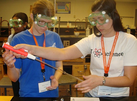 Two high school students take part in a research project during National Lab Day at OSU. OSU faculty and their assistants open their labs to visiting high school students during the one day event. The national initiative connects K-12 teachers with STEM professionals to bring hands-on learning experiences to students.