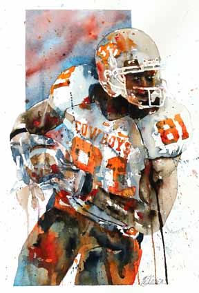 Justin Blackmon (watercolor) by Moh'd Bilbeisi