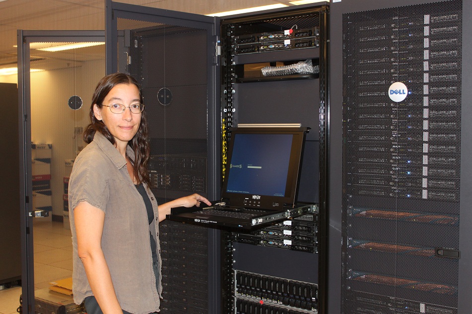 Dana Brunson in OSU’s High Performance Computing Center, which will soon make room for a new supercomputer named “Cowboy,” thanks to a $908,812 grant from the National Science Foundation.